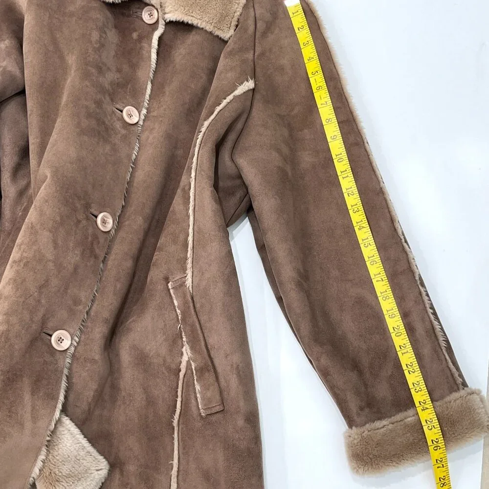Covington Womens Faux Fur Collar Cuffs Lining Winter Coat Jacket Brown Size 16 - Picture 10 of 11